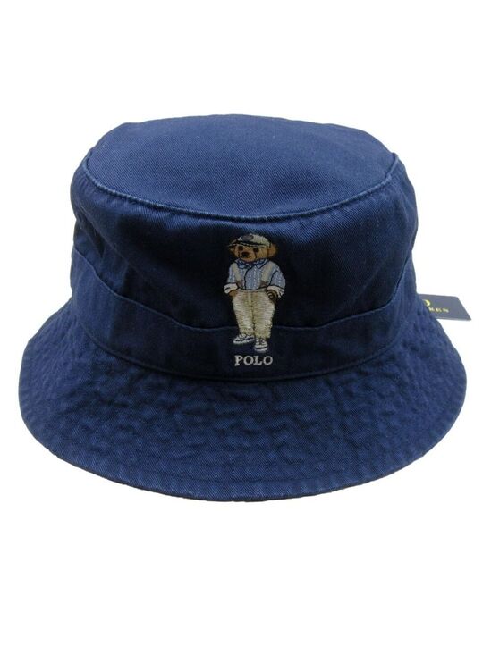 Polo Ralph Lauren Other - Polo Ralph Lauren Embroidered Bear Bucket Hat Adult Size S/M Navy Blue NEW
